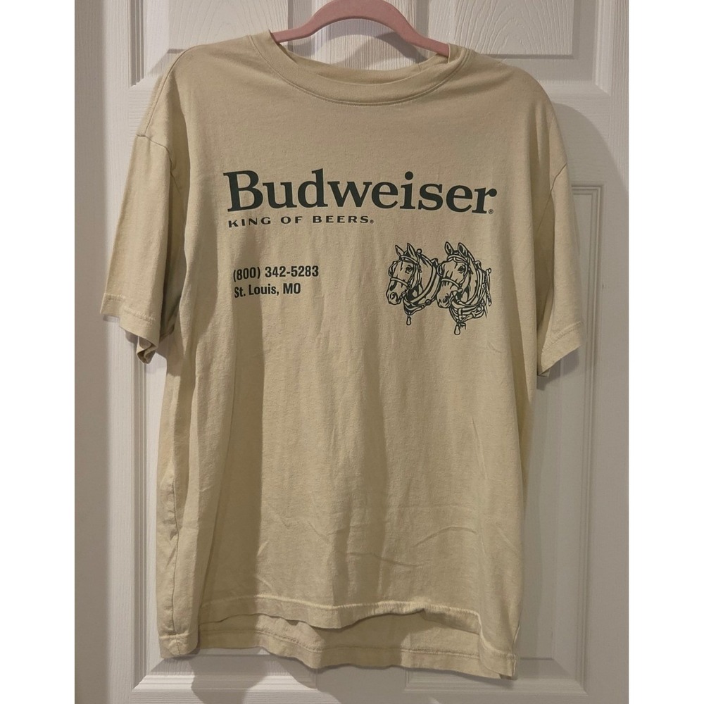 PacSun x Budweiser T Shirt Mens M Beige King of Beers Graphic Embroidered 2022